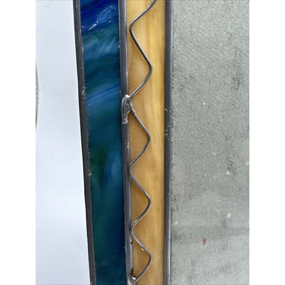Handmade Stained Glass Picture Frame 5” By 7” Blue Brown - Picture 5 of 14